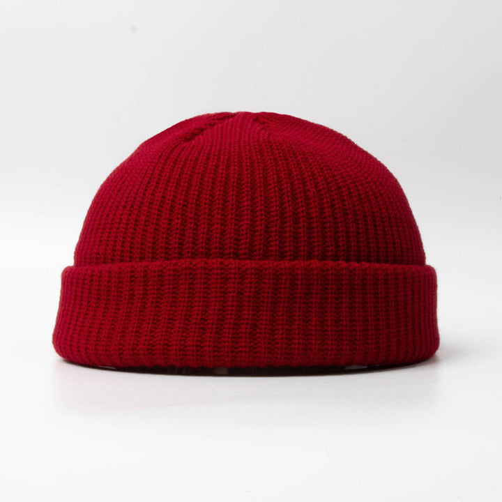 Värmande stickad mössa för män, kupolform, rullad kant, flera färgalternativ, perfekt för höst och vinter, snygg design.
