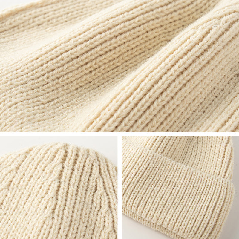 Värmande stickad mössa för män, kupolform, rullad kant, flera färgalternativ, perfekt för höst och vinter, snygg design.
