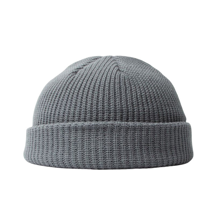 Värmande stickad mössa för män, kupolform, rullad kant, flera färgalternativ, perfekt för höst och vinter, snygg design.