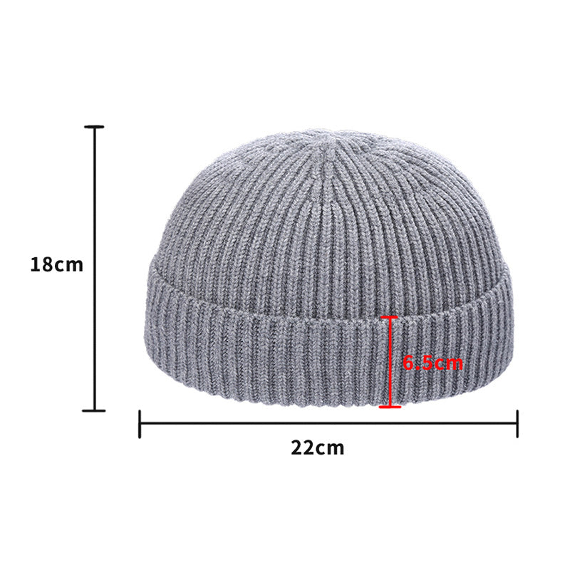 Värmande stickad mössa för män, kupolform, rullad kant, flera färgalternativ, perfekt för höst och vinter, snygg design.