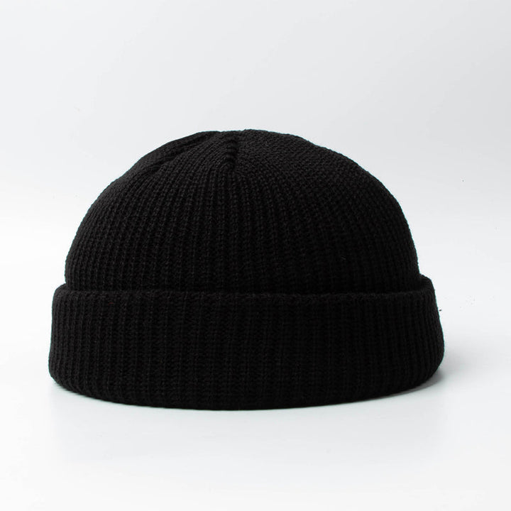Värmande stickad mössa för män, kupolform, rullad kant, flera färgalternativ, perfekt för höst och vinter, snygg design.