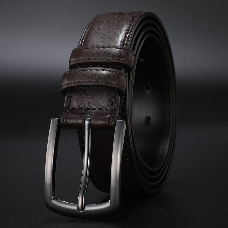 Mörkbrunt herr bälte med elegant metallspänne