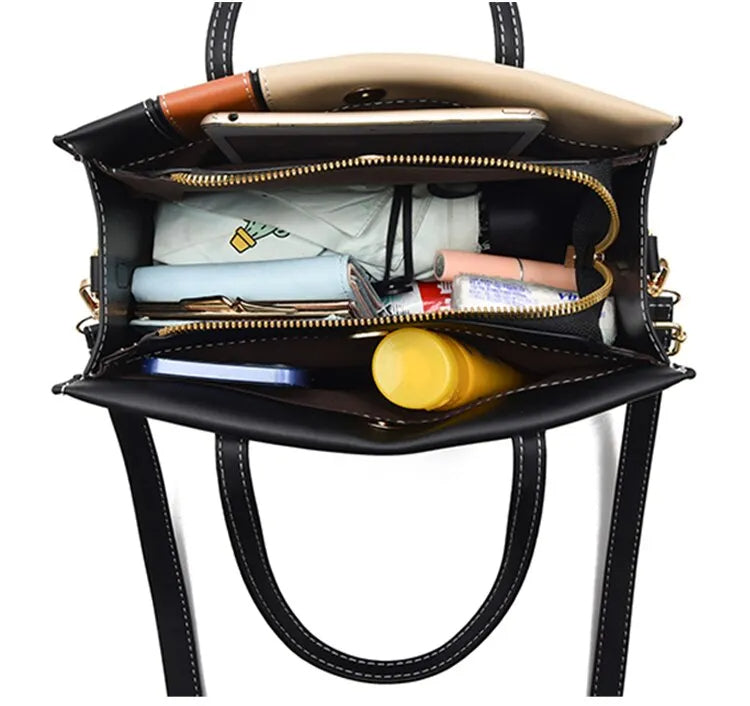 Mångsidig patchwork axelväska & crossbodyväska med unik design för kvinnor.