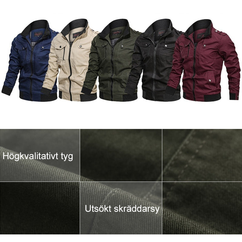 Interiörbild som visar innerfoder och etikettlös design på jackan
