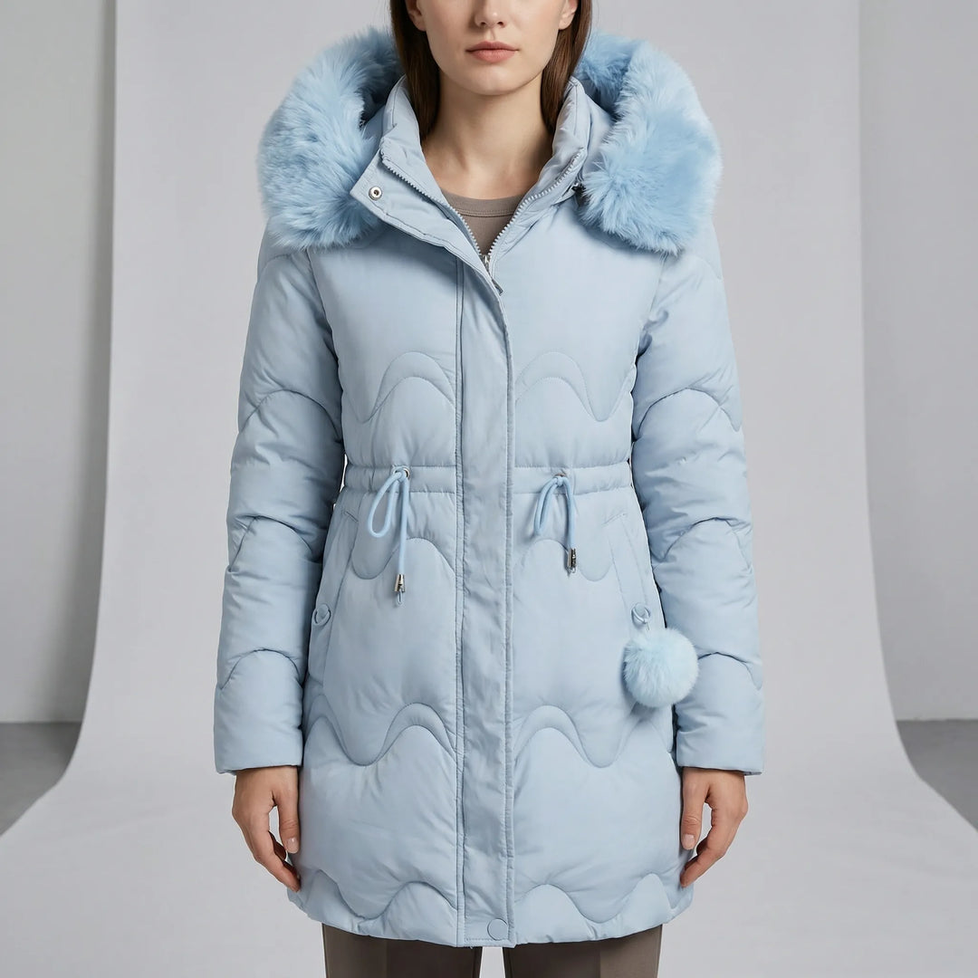 Kvinnlig Victoria parka, lång och varm. Vattenavvisande höst/vinterjacka med justerbar huva.