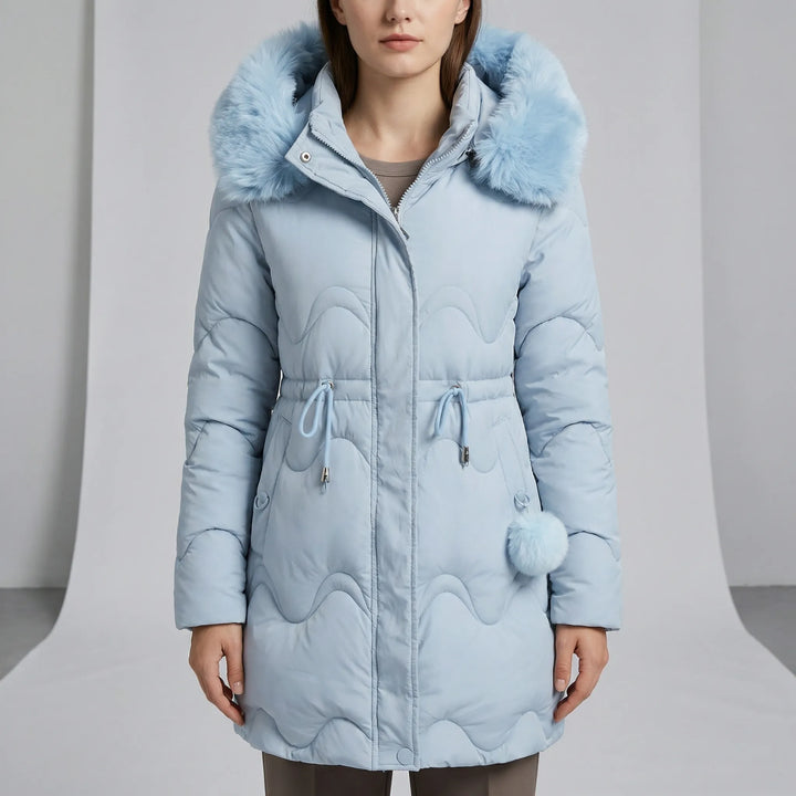 Kvinnlig Victoria parka, lång och varm. Vattenavvisande höst/vinterjacka med justerbar huva.