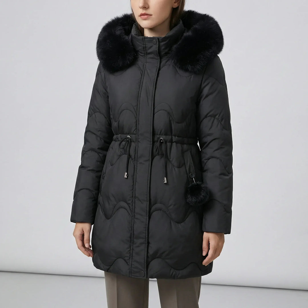 Varmt och mjukt foder i Dam Victoria parka, en bekväm och stilren vinterjacka för dam.