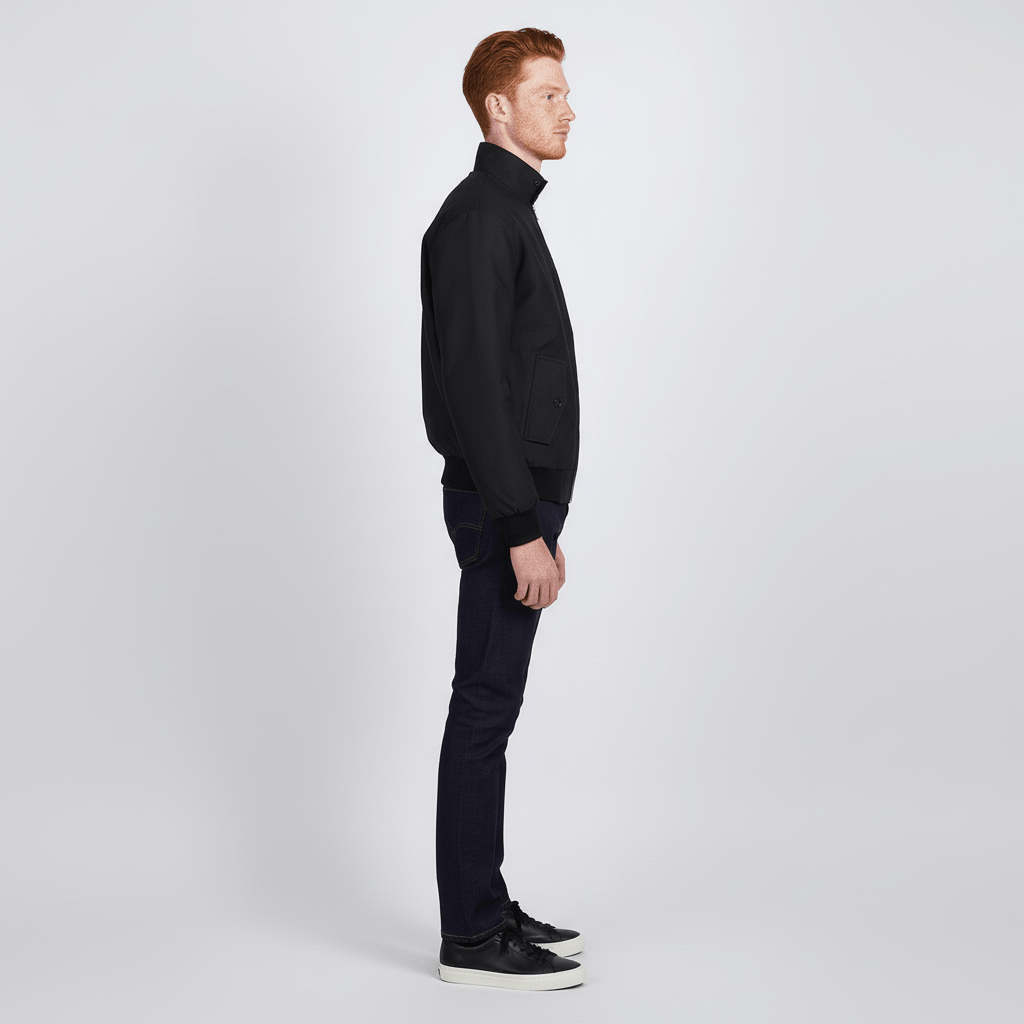 Beige figursydd Harringtonjacka Xavier, en elegant och snygg herrjacka för vardag och kontor.