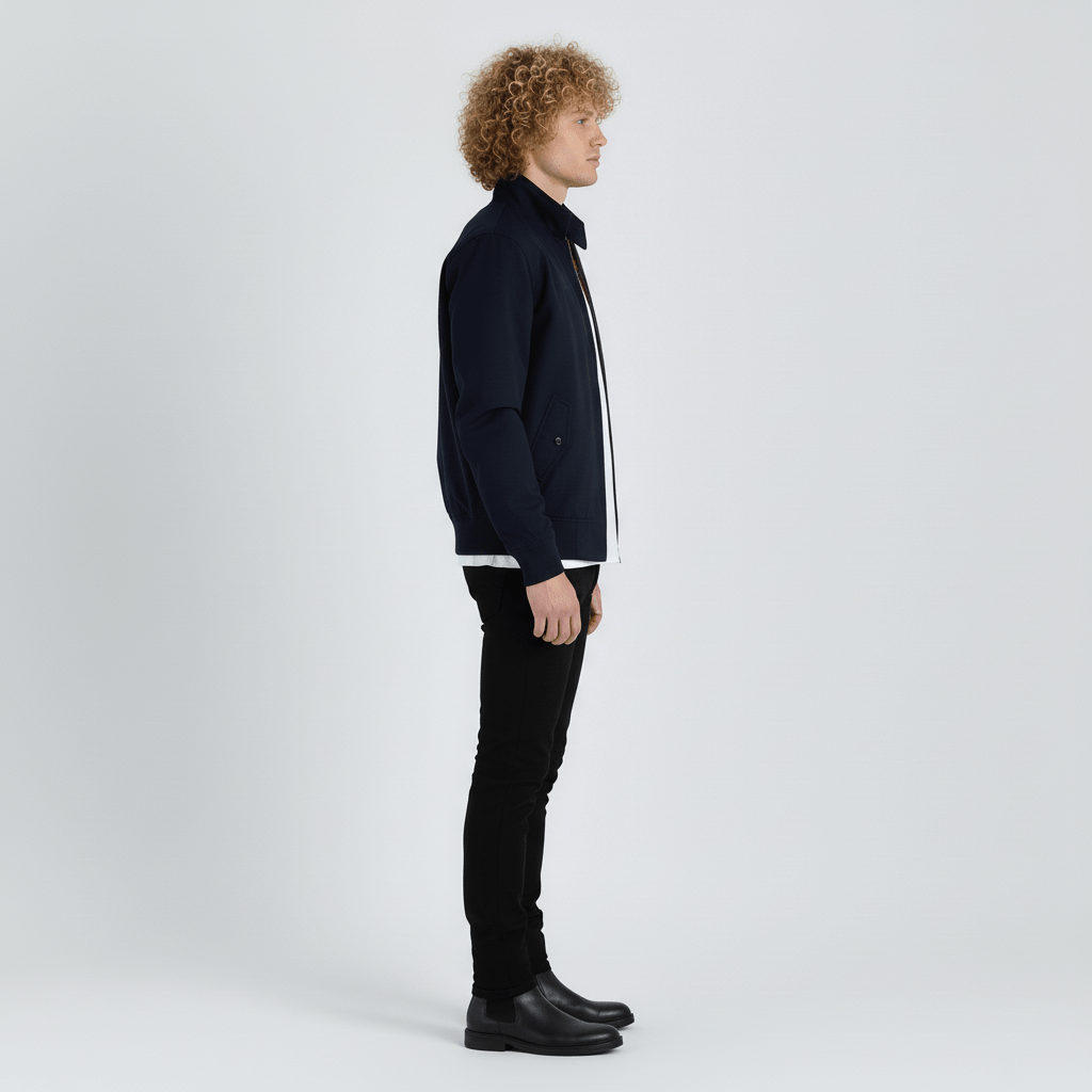 Elegant kontorsjacka för män: Figursydd Harringtonjacka Xavier, stilren för affärs- och vardagsbruk.