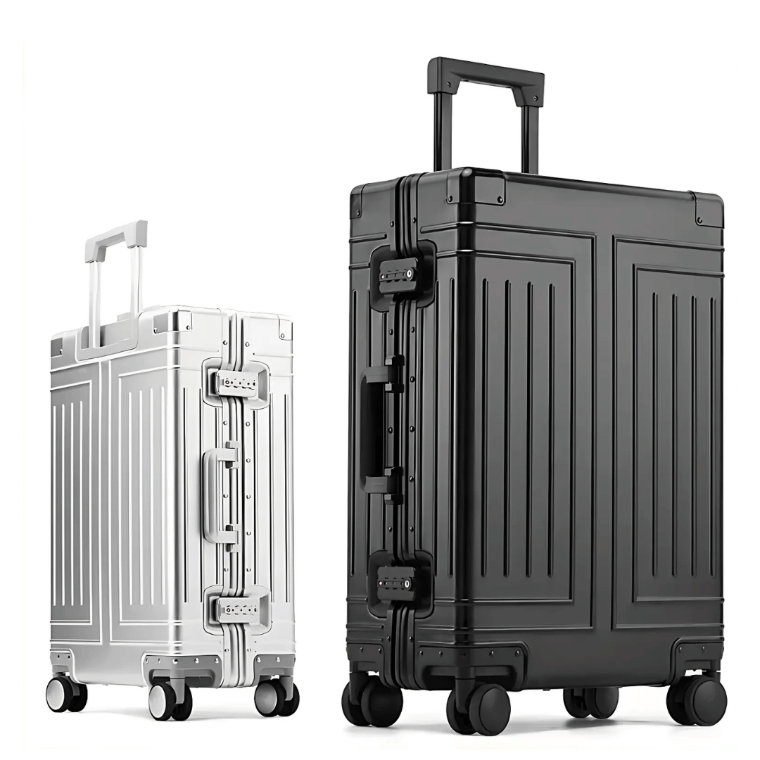 Resväska silver/grå med 360° tysta hjul & robust skal. Unisex bagage med TSA-lås.