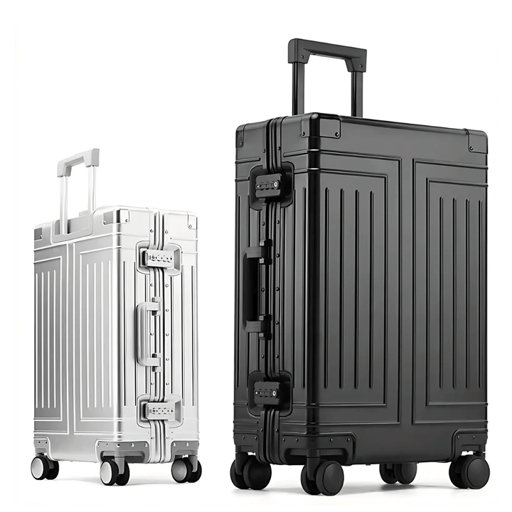 Resväska silver/grå med 360° tysta hjul & robust skal. Unisex bagage med TSA-lås.
