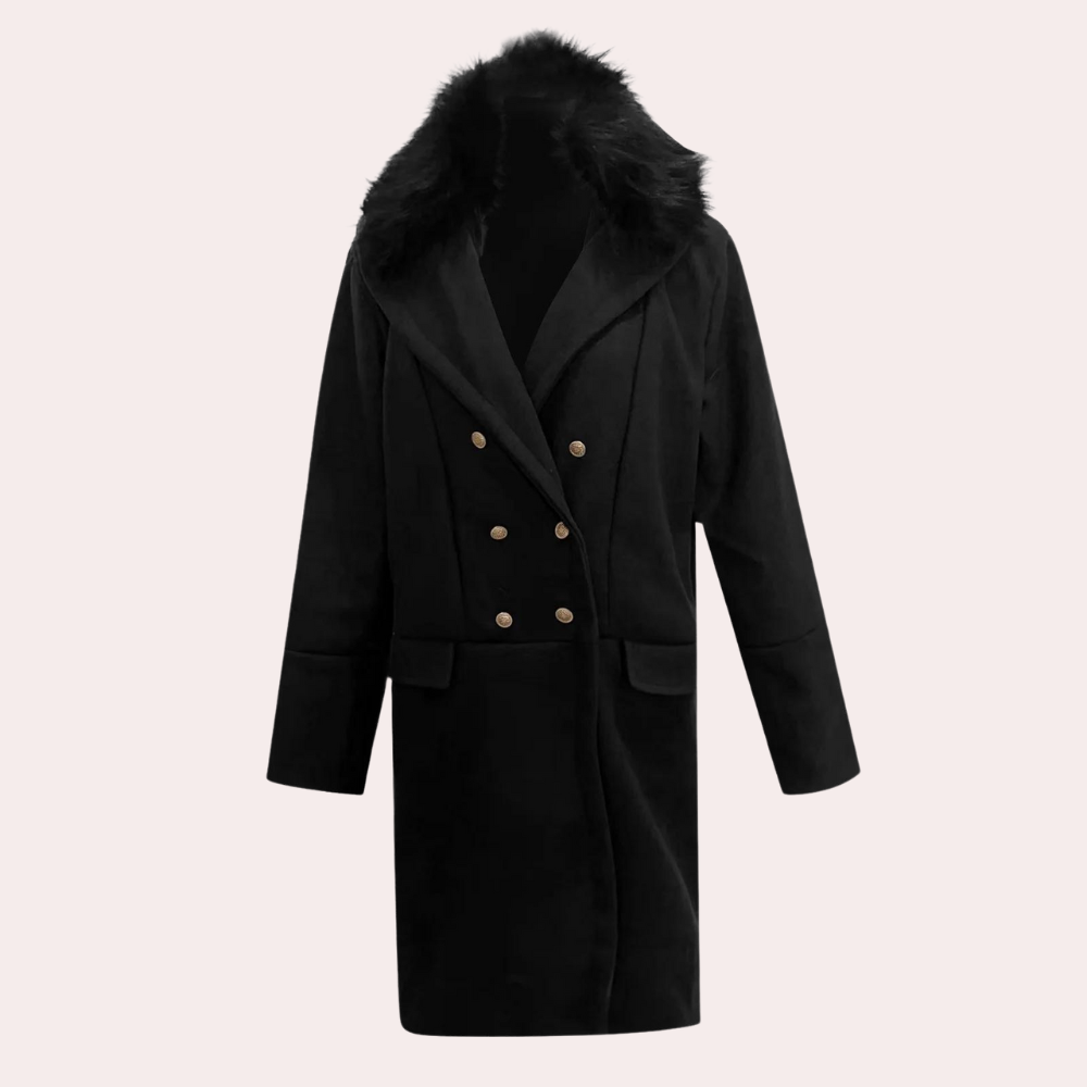 Baksida av funktionell svart herrjacka, en varm vinterjacka och stilren peacoat. Idealiskt ytterplagg.