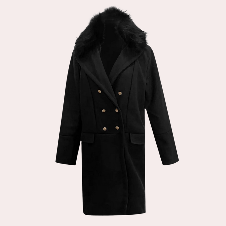 Baksida av funktionell svart herrjacka, en varm vinterjacka och stilren peacoat. Idealiskt ytterplagg.
