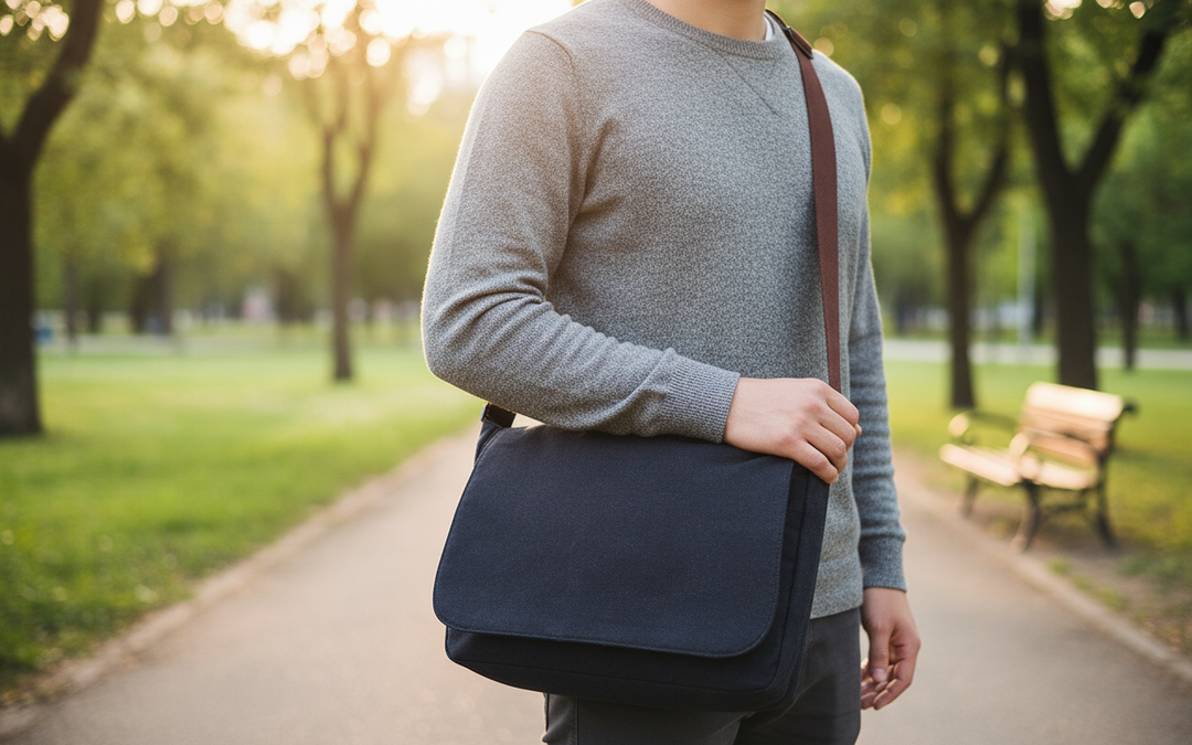 Stilren unisex axelväska för laptop och arbete. Funktionell jobbväska perfekt för kontor, skola och pendling.
