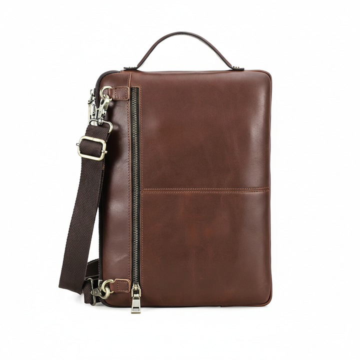 Exklusiv unisex MacBook väska i äkta läder. Stilren & funktionell laptopväska, idealisk för proffs på kontoret.