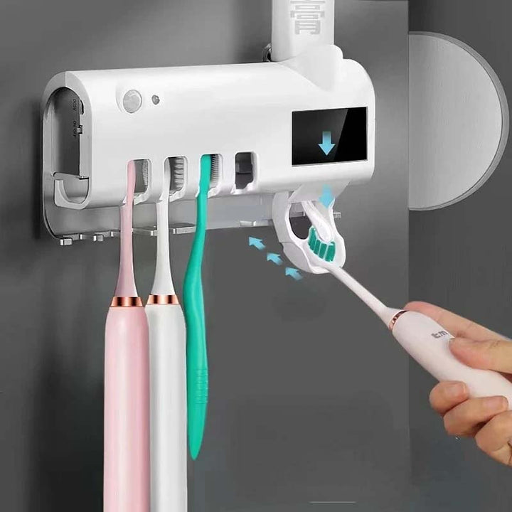 Stilren UV-tandborsthållare för sterilisering, kompaktdesign, avancerad teknologi, skyddar mot bakterier i moderna badrum.
