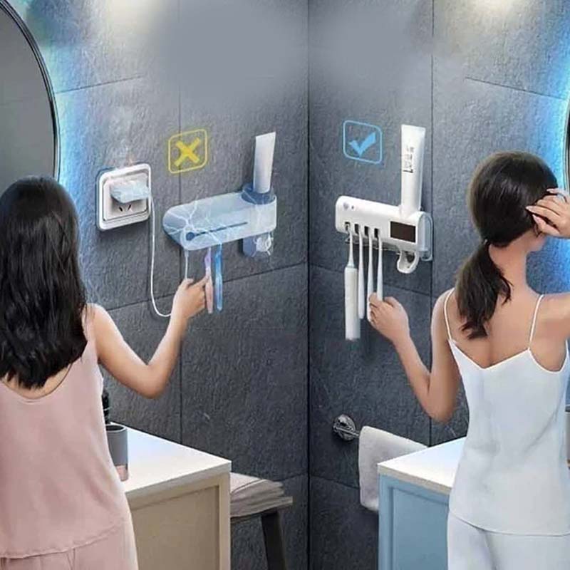 Stilren UV-tandborsthållare för sterilisering, kompaktdesign, avancerad teknologi, skyddar mot bakterier i moderna badrum.