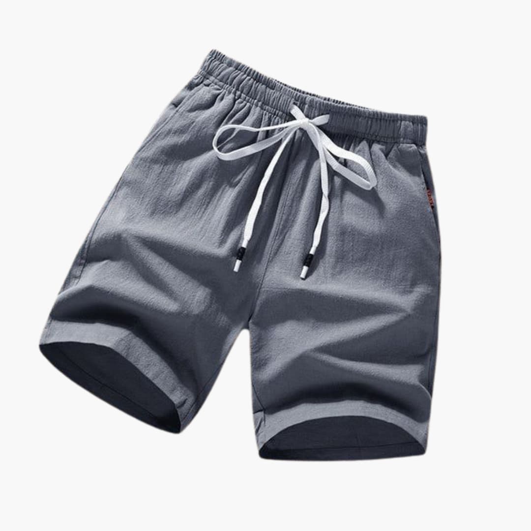 Bekväma knälånga badshorts för herr med praktiska fickor och justerbar dragsko för perfekt passform.