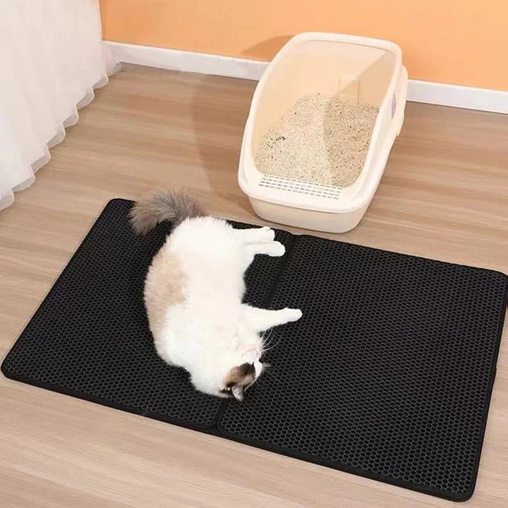 Effektiv sanduppsamlingsmatta för kattlådan, skyddar golvet från spridning av kattsand.