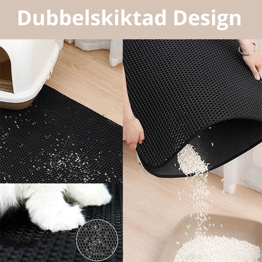 Smidig kattsandmatta som fångar upp spill och minimerar sand på golvet. Ett måste för kattägare.