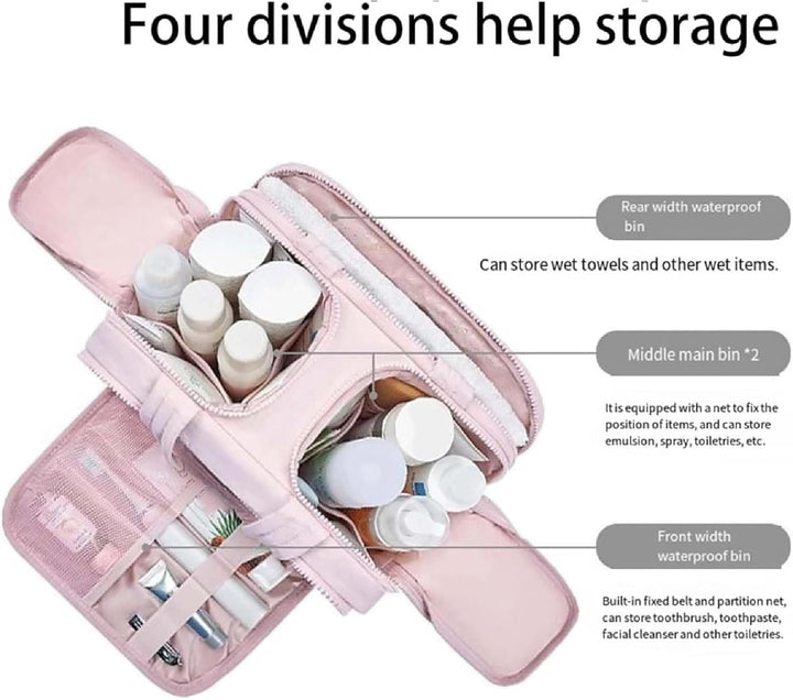 Mångsidig 4-i-1 necessär & sminkorganisatör. Vattentät resväska för damers kosmetika och hygienprodukter.