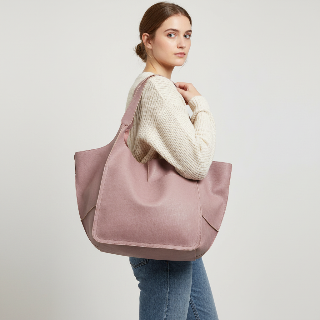 Elegant stor vegansk FlexiCarry axelväska. Perfekt som stilren vardags- och shoppingväska.