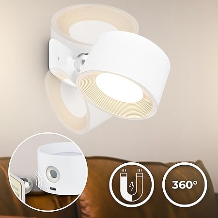 Trådlös uppladdningsbar LED-strålkastare med 360 graders ljusvinkel i vit design