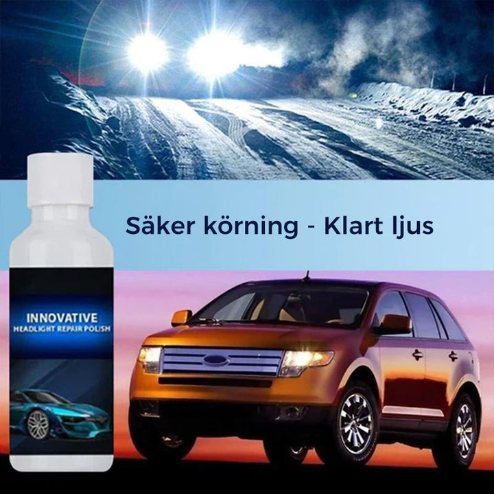 "Strålkastarreparatör med UV-skydd, förbättrar klarhet och skyddar mot dimma, korrosion, på vit bakgrund"