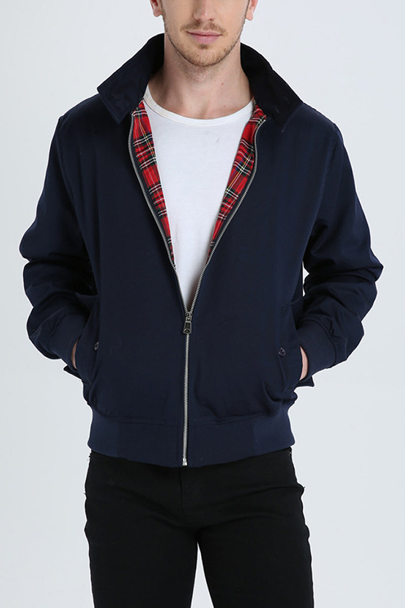 Snygg ytterkläder för män, stilren harrington-jacka bakifrån för en avslappnad look