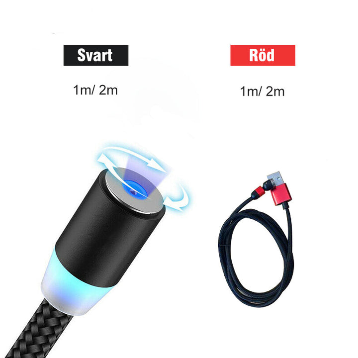Förpackning som innehåller 3-IN-1 magnetisk kabel och tre adaptrar.