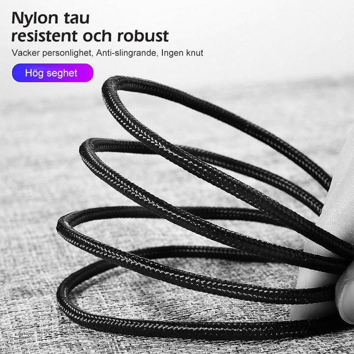 Röd 3-IN-1 magnetisk kabel med 360° rotation, adapters för Apple, Android, Type-C, avancerad laddningsfunktion.