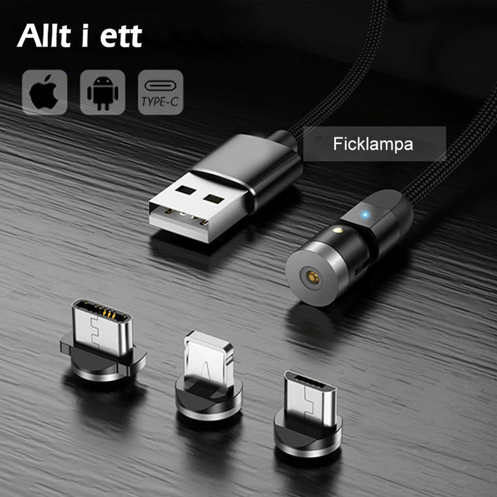 Detaljbild av magnetisk kontakt för 3-IN-1 kabel.