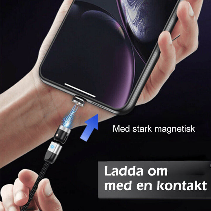3-IN-1 magnetisk kabel ansluten till en surfplatta.