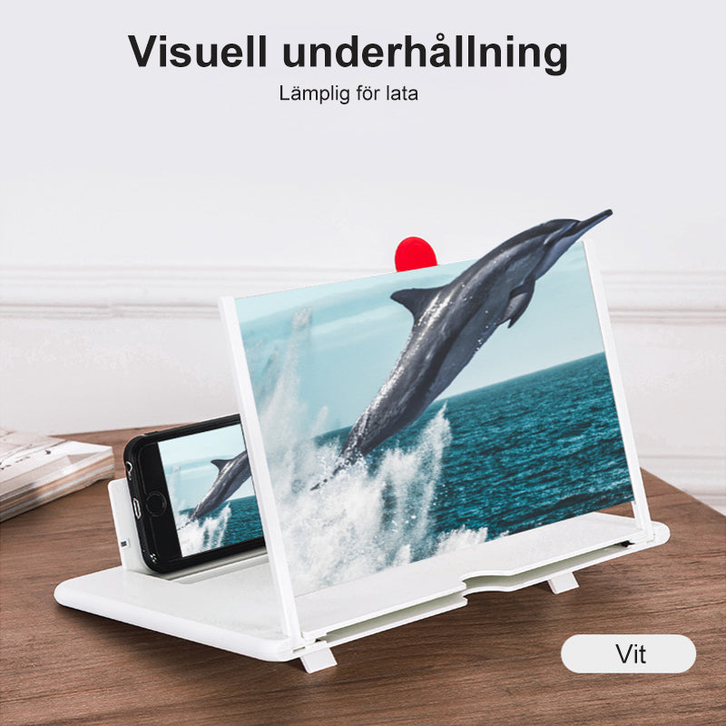 Svart 3D skärmförstorare för mobil, elegant design, optisk HD-zoom, skyddar ögonen, bärbar och kompakt.