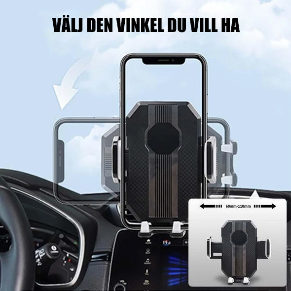 "Svart biltelefonhållare med superstark adsorption och 360° rotation, justerbar arm för enkel installation och säker användni