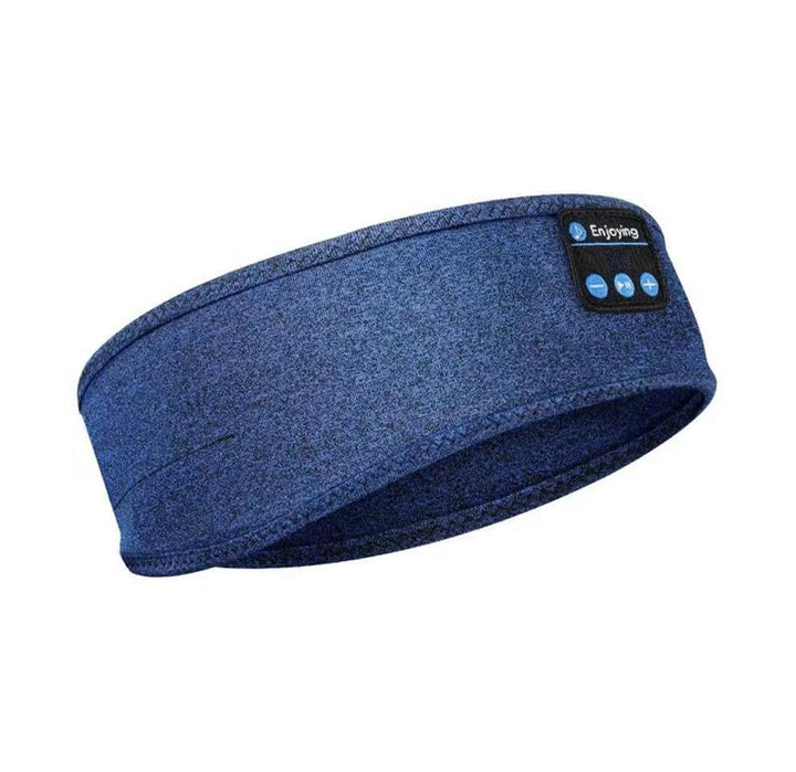 "Svart Bluetooth sportpannband med inbyggd mikrofon, trådlös teknik och flexibel passform för träning och avkoppling."