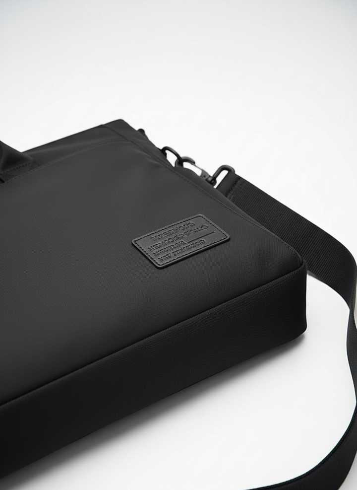 Elegant svart affärsväska, unisex laptopväska. Organiserad datorväska för arbete med vattentålig design.