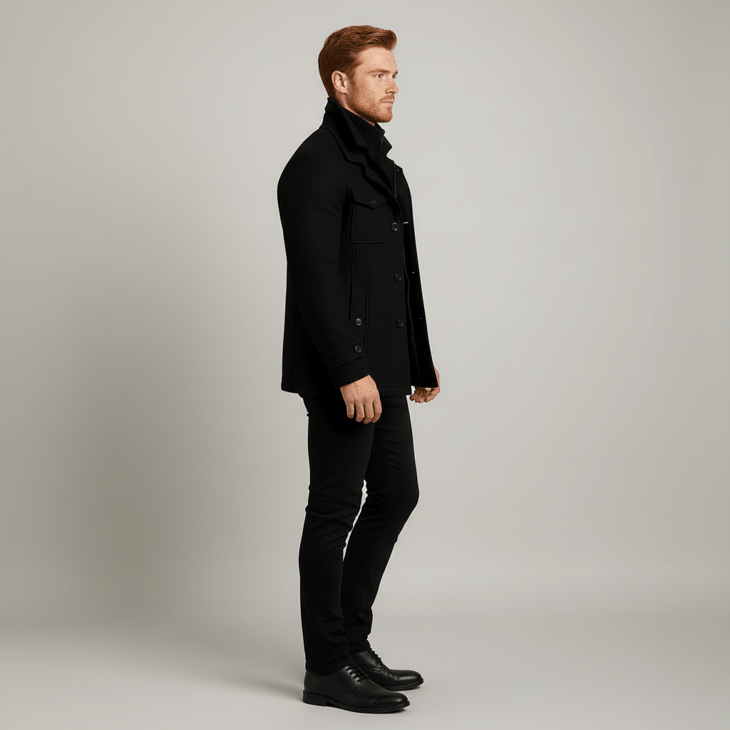 Brun figursydd höstkappa "Ethan" för herrar, med elegant smal passform för både kontor och fritid.