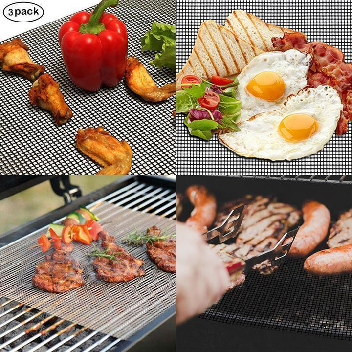 "Svart grillnät för BBQ-matlagning utomhus, visar en högkvalitativ non-stick yta för camping och trädgårdsgrillning."