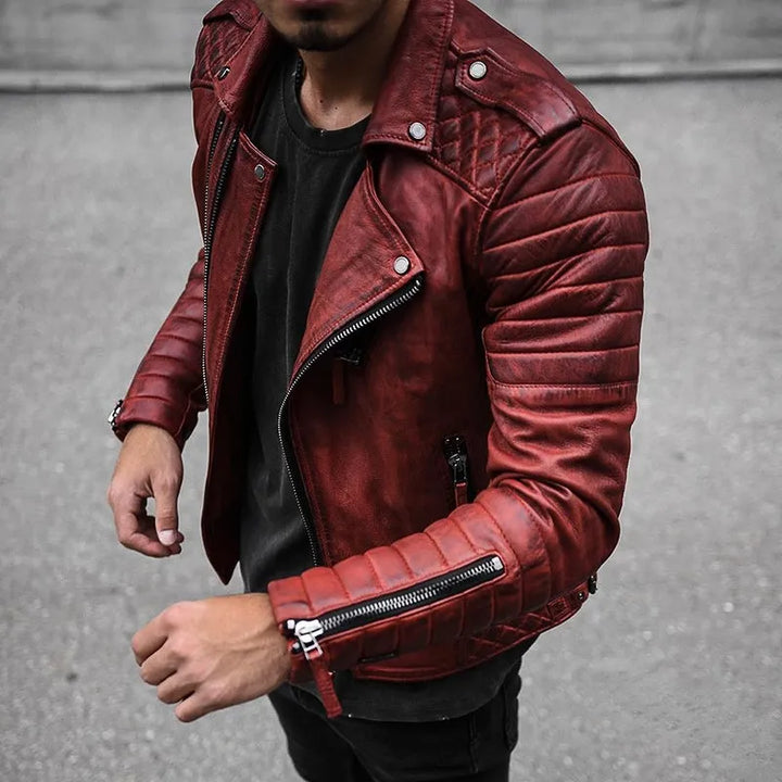 Klassisk herr läderjacka Cael för självsäkra män. Mångsidig vardagsjacka med tidlös bikerstil.