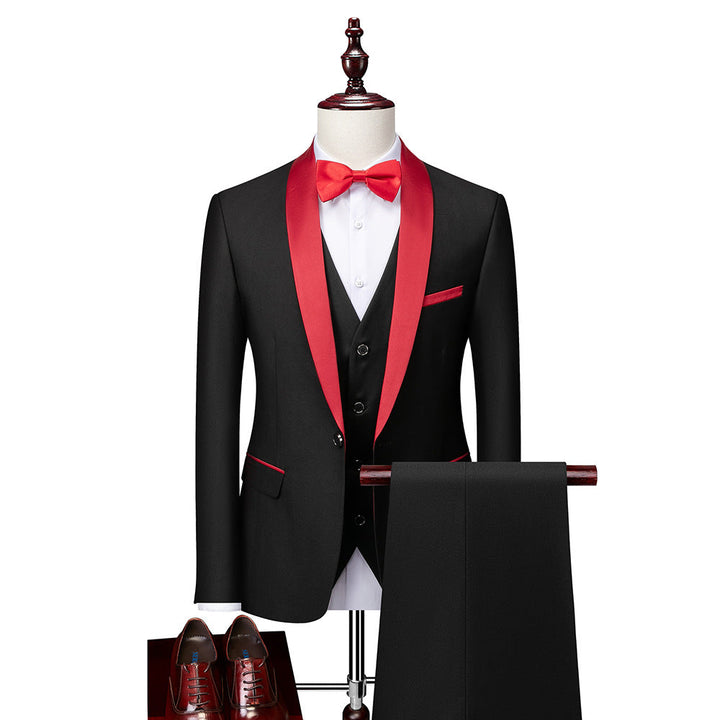 Svart herr tredelad slim fit kostym. Elegant och formell, perfekt för bröllop, fest eller business.