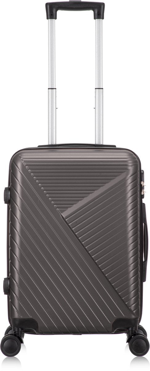 Vit stilren handbagageväska med lättrullande 360° hjul och säkert TSA-lås, idealisk för resan.