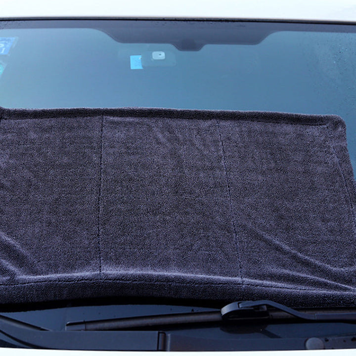 "Svart mikrofiberduk 40x60 cm, twist pile vävning, hög vattenabsorption, tvåsidig för rengöring och polering."