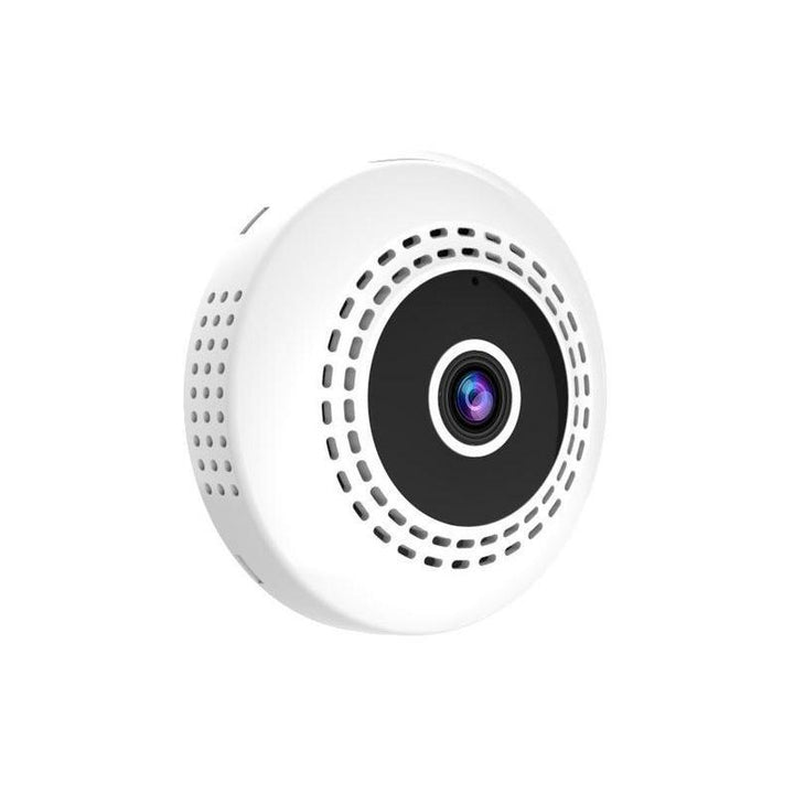 Svart mini WiFi-kamera för hem och bil, kompakt design, högupplöst video, mörkerseende, magnetisk bas för enkel placering.