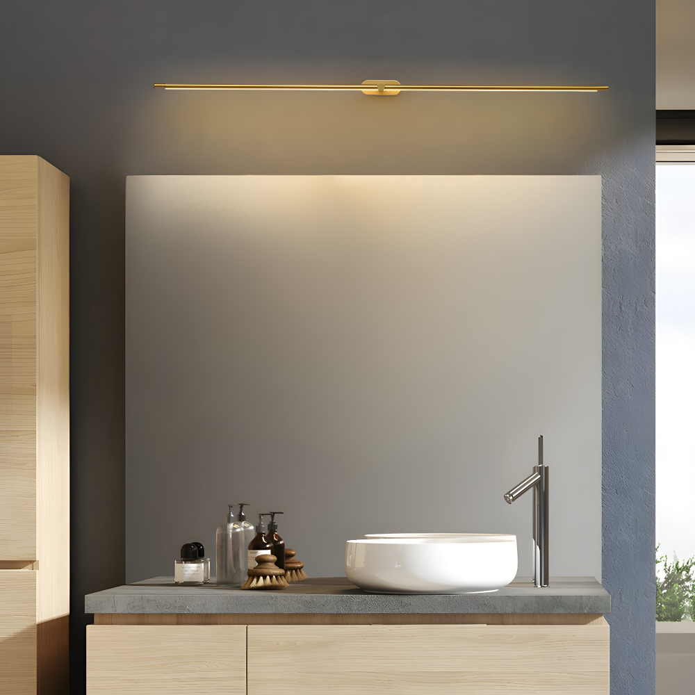 Svart slank LED vägglampa, samtida minimalistisk design. Perfekt för sovrumsbelysning.