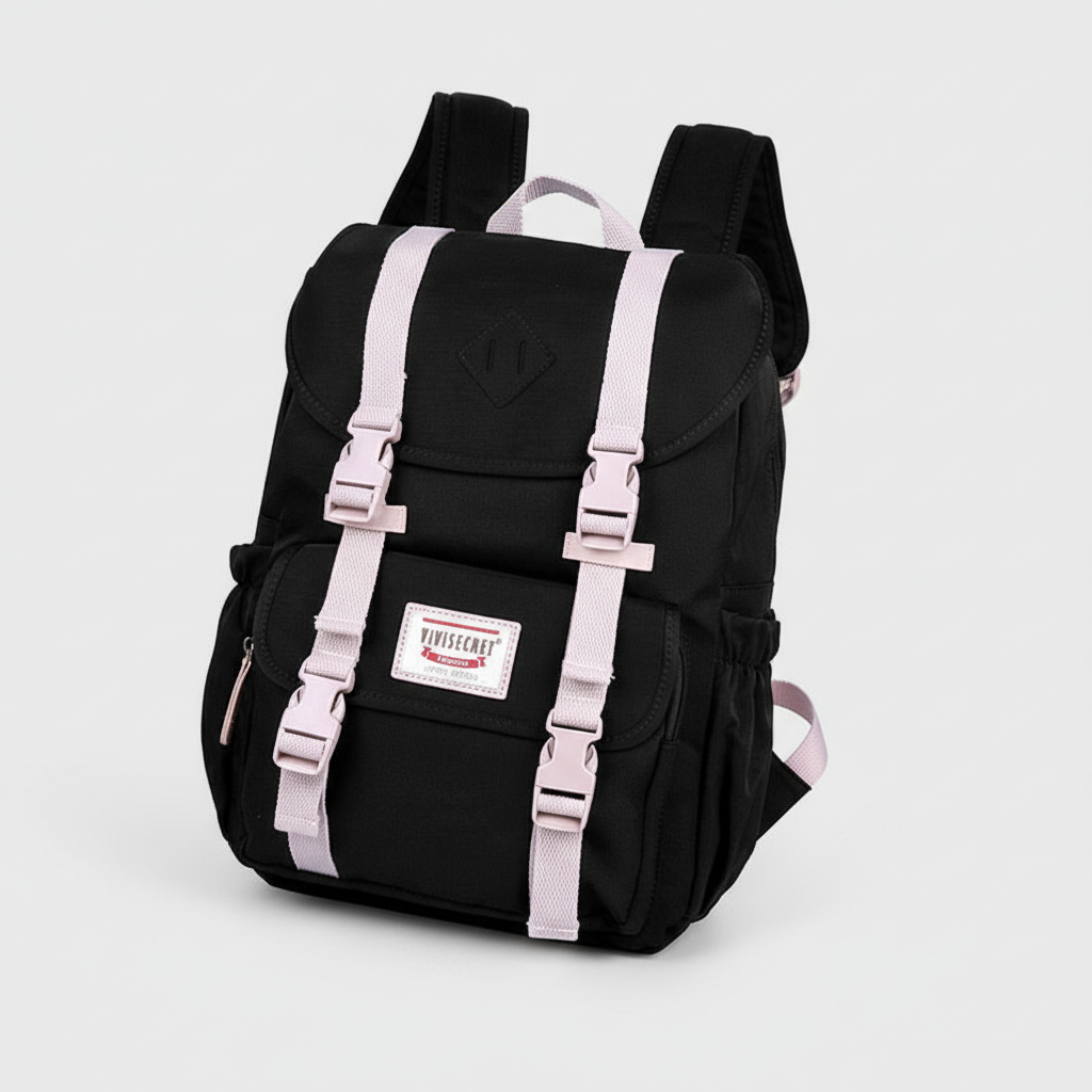 Rosa multifunktionell ryggsäck för skola/jobb. Organiserad med laptopfack. Vattentät unisex-ryggsäck för stil & resor.