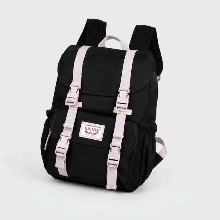 Rosa multifunktionell ryggsäck för skola/jobb. Organiserad med laptopfack. Vattentät unisex-ryggsäck för stil & resor.
