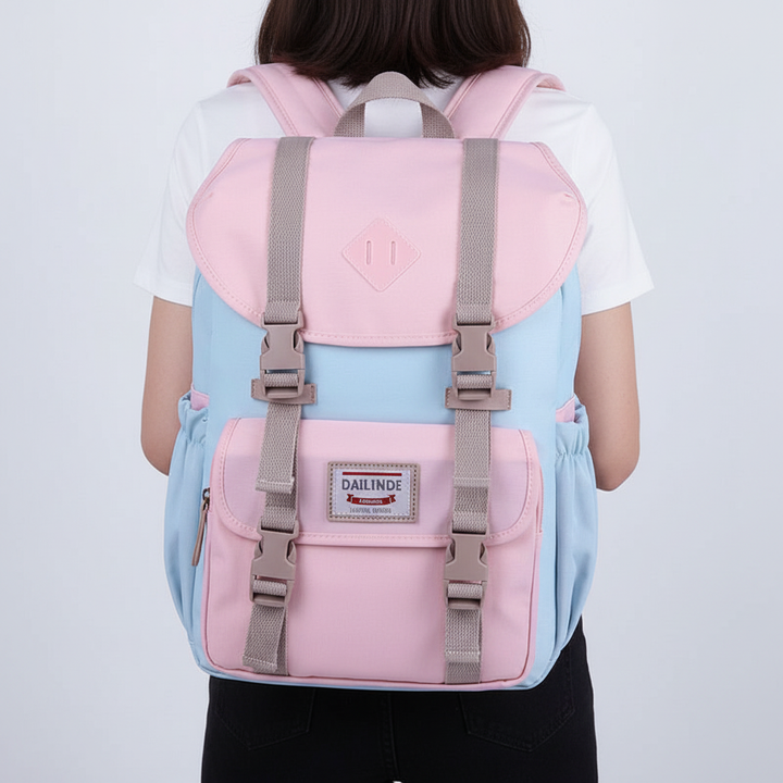 Unisex ryggsäck i rosa, mångsidig & vattentät. Perfekt som jobbväska, skolväska, laptopväska & för dagliga äventyr.