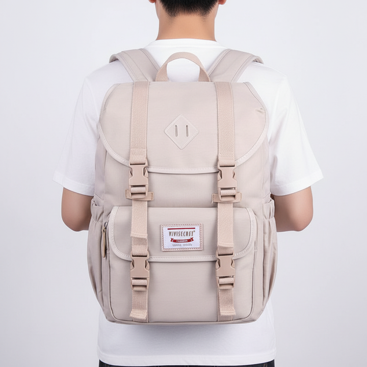 Organiserad ryggsäck för resor & vardag. Blå unisex design, vattentät & rymlig. Perfekt för böcker, laptop & utrustning.