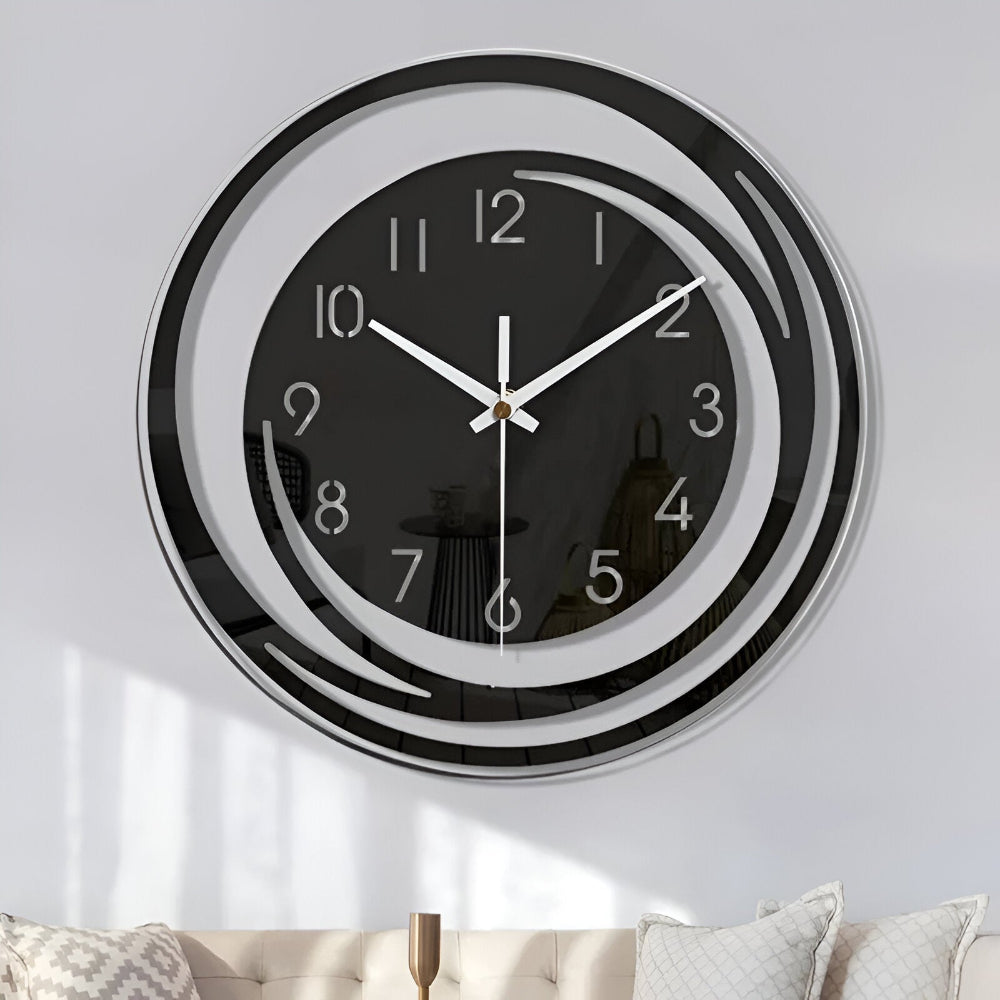 Tyst svart väckarklocka i skandinavisk stil. Modern minimalistisk klocka för sovrummet, stör ej sömnen.